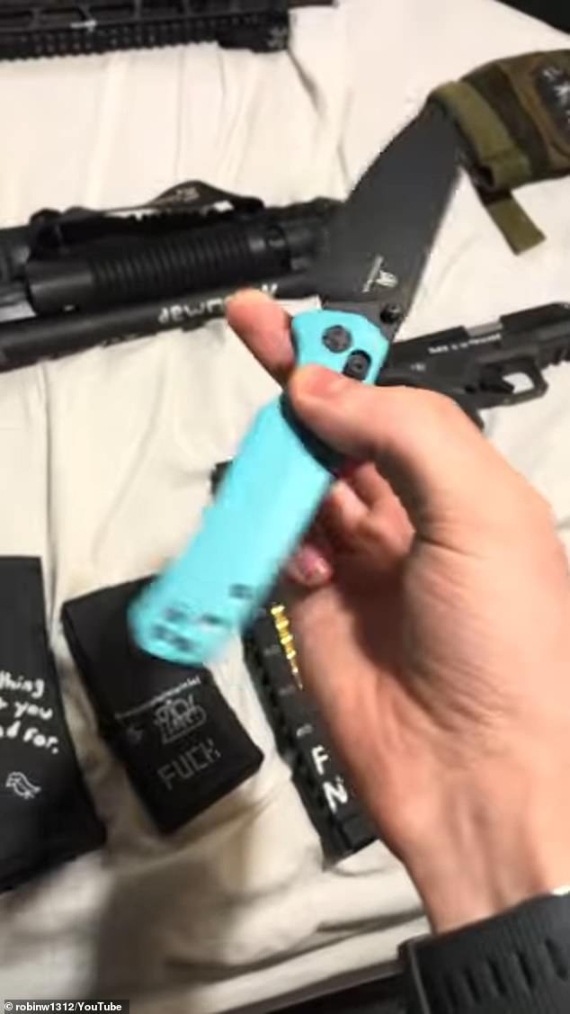 She also brandished a knife on camera