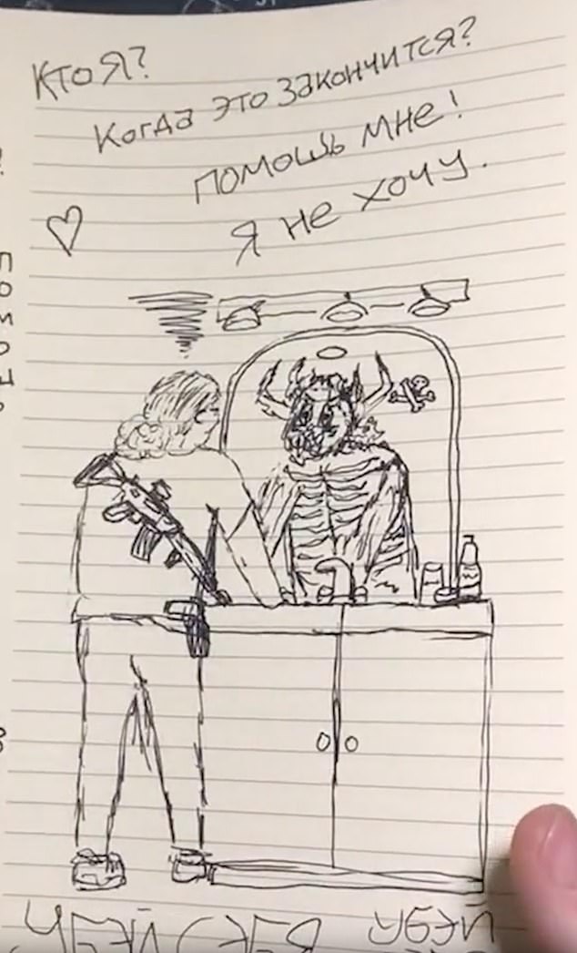 There were several disturbing drawings displayed in the videos