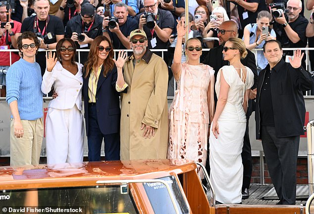 Left to right: Andrew Garfield, Ayo Edebiri, Julia Roberts, Luca Guadagnino, Chloë Sevigny, Nora Garrett and Michael Stuhlbarg