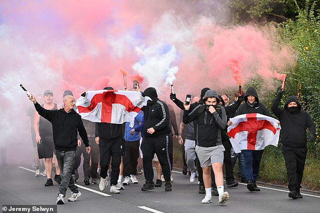 There have been fresh protests (pictured) outside the Bell Hotel in Epping this week prior to today's ruling