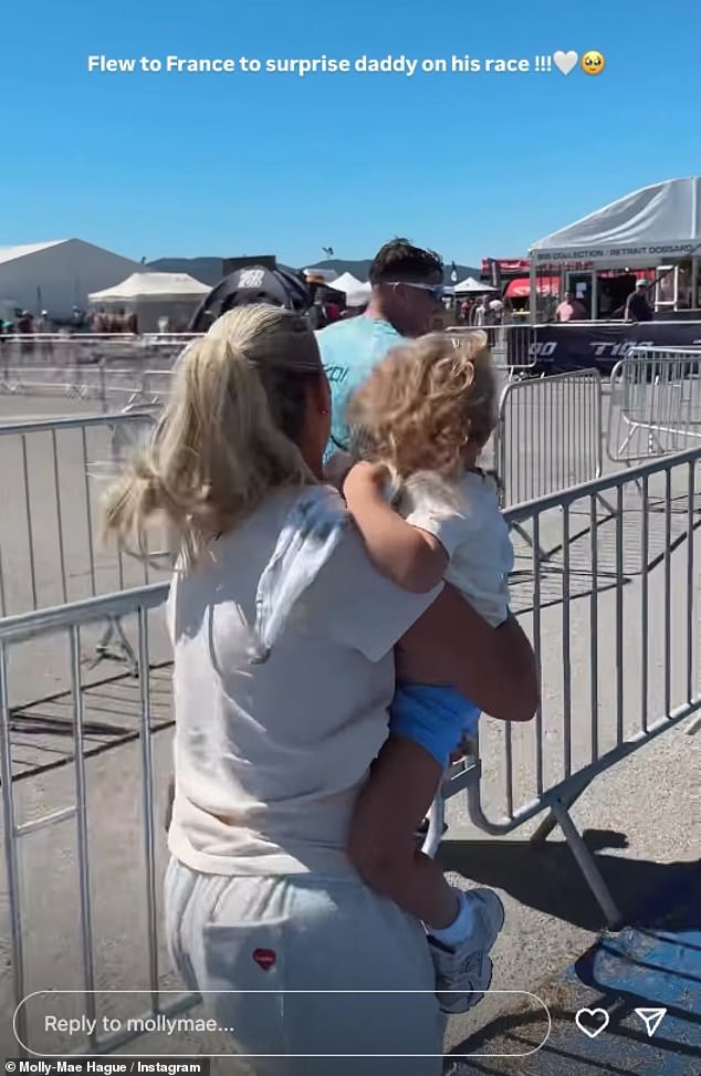 Taking to her Instagram Stories Molly-Mae shared footage of her and Bambi, two, as they stood on the sidelines before being spotted by a delighted Tommy, 26