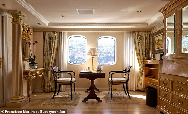 The big question, though, was whose yacht were the royals on? In fact, as The Mail on Sunday reveals exclusively today, only now does it appear that the mystery has been finally solved. Pictured: The boat's lavish interior