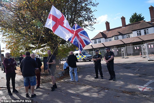 A small number of protesters gathered outside the hotel after the judgement on Friday