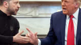 US President Donald Trump and Ukraine's President Volodymyr Zelenskyy meet in the Oval Office of the White House in Washington, DC, Feb. 28, 2025.