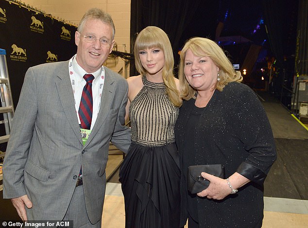 When the time came, and as is tradition, Kelce first sought the permission of Swift's parents, 73-year-old Scott and 67-year-old Andrea Swift (pictured with their daughter in 2013)