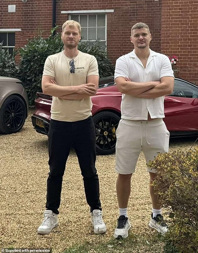 Samuel Leeds (right) is pictured with his older brother and business partner, Russell Leeds (left), 36, outside the Willington Hotel