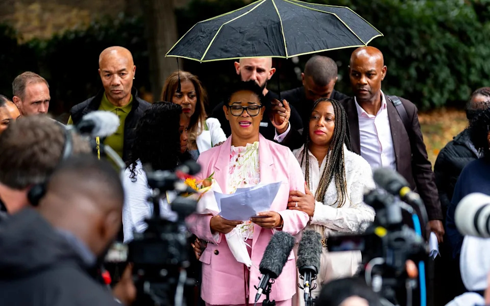 Linda Westcarr, the victim's mother, read a statement outside court
