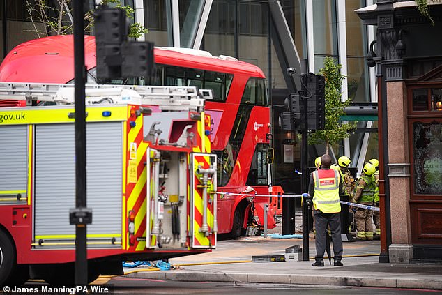 The bus reportedly mounted the pavement, injuring a number of pedestrians and passengers