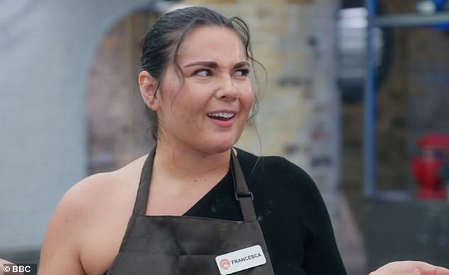 Estate agent Francesca, 26, decided to focus on lemons and made a deconstructed lemon meringue pie, which consisted of a lemon pie, lemon curd and a biscuit base - and fans shared their concern about her outfit