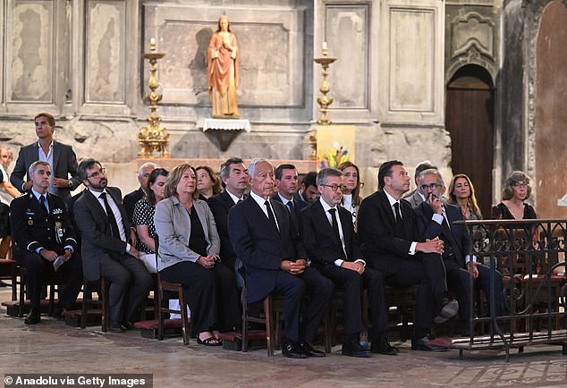 Portugal's President Marcelo Rebelo de Sousa, Lisbon's Mayor Carlos Moedas, Prime Minister Luis Montenegro, and Foreign Affairs Minister Paulo Rangel attend a memorial mass for the victims of the Gloria funicular accident at Sao Domingos Church in Lisbon