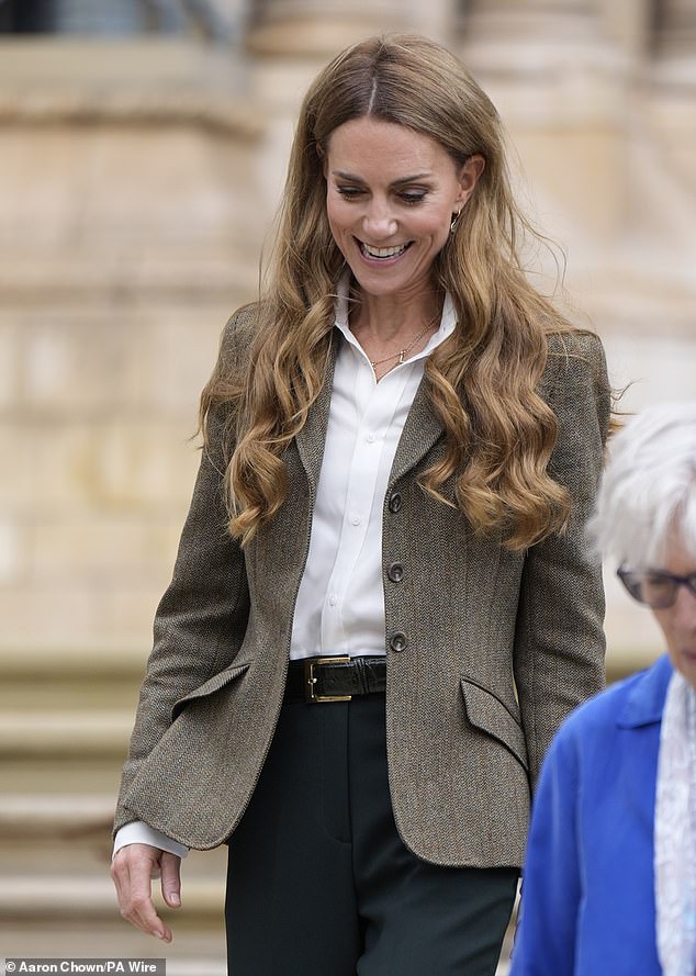 Kate, 43, showed off her newly blonde locks, while both royals appeared to be sporting a tan