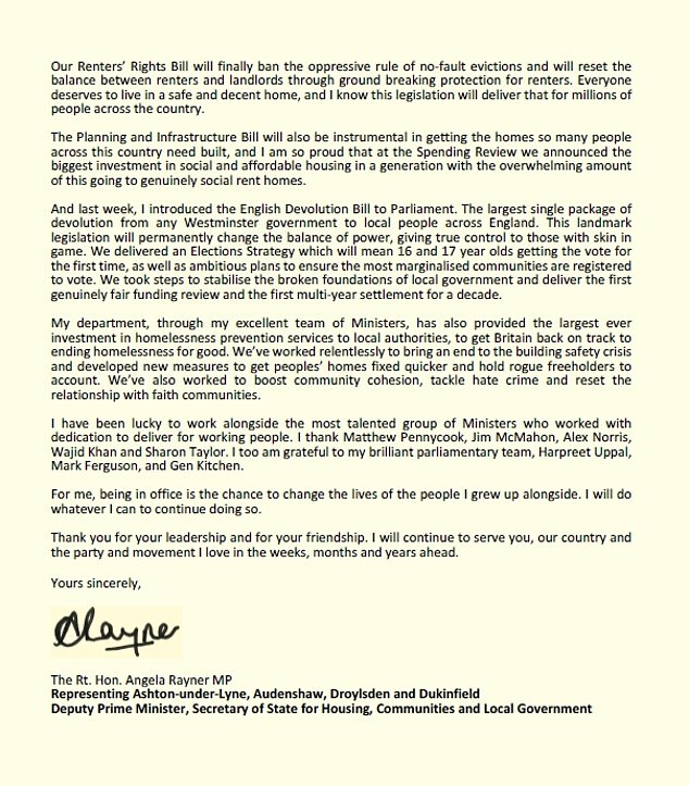 In a letter to Sir Keir, she said that she was resigning from government and her party job, stressing the 'strain' that the furore had put on her family
