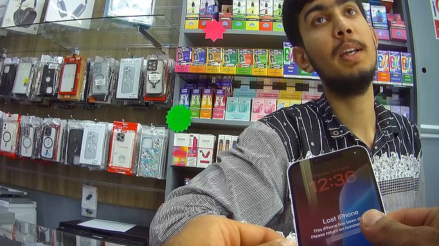 The MoS's undercover reporter found two shops on Ilford Lane that offered to buy used iPhone 13s, which we had altered using Apple’s FindMyapp so that the home screen displayed a message saying that they had been stolen