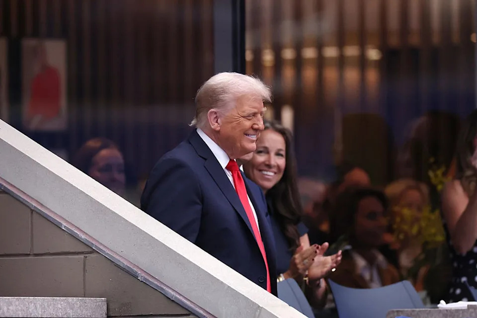 Born in Queens, where the tournament is held annually, Trump used to be a regular visitor to the U.S. Open, attending as a New York-area real estate mogul and, later, a reality TV star. He usually sat in the suite’s balcony during night matches and was frequently shown on the arena’s video screens (Getty Images)