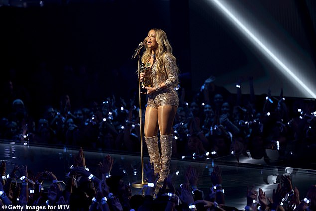 She went on to talk about the importance of music videos in her career and thanked MTV for airing them before promoting her upcoming sixteenth studio album Here For It All