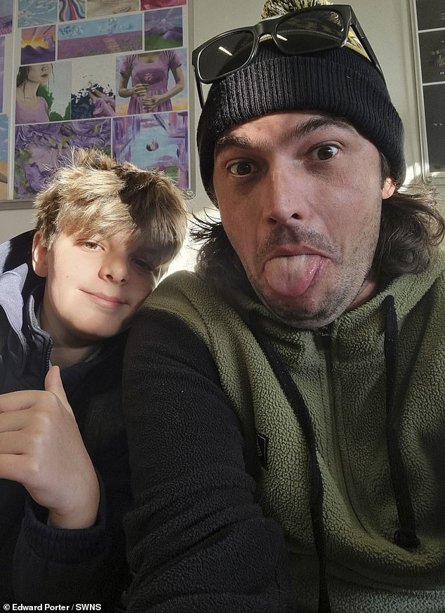 Ed described the community as 'welcoming, helpful and kind'. Pictured: Ed Porter and his son Elijah