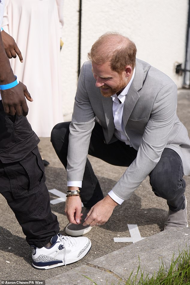 Prince Harry arrives for a visit to the Community Recording Studio in Nottingham today