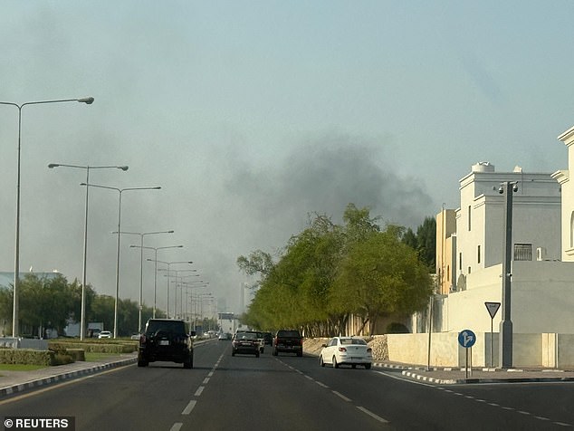 Smoke was seen rising over the Katara District in the capital