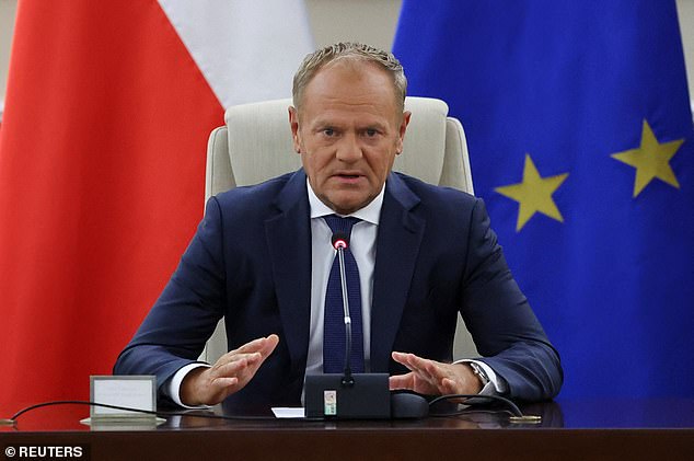 Donald Tusk, seen holding an emergency meeting today with senior officials after Russia's actions