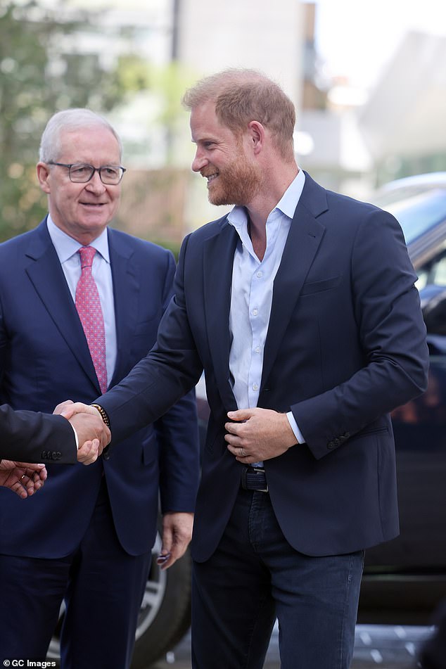 The Duke of Sussex arrives at the Sir Michael Uren Hub at Imperial College London today