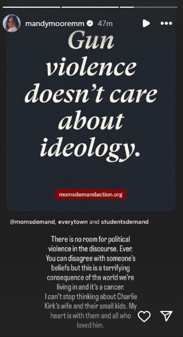 The This Is Us actress then offered her own caption by writing, 'There is no room for political violence in this discourse. Ever'