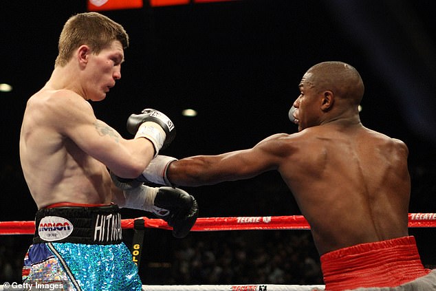 Ricky Hatton fights Floyd Mayweather at the MGM Grand Garden Arena in Las Vegas, Nevada, in 2007