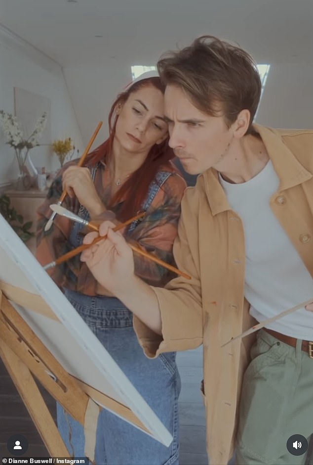 Poignantly set to Elton John 's Tiny Dancer, the couple set up an easel and pretended to paint a picture together, with playful dramatics