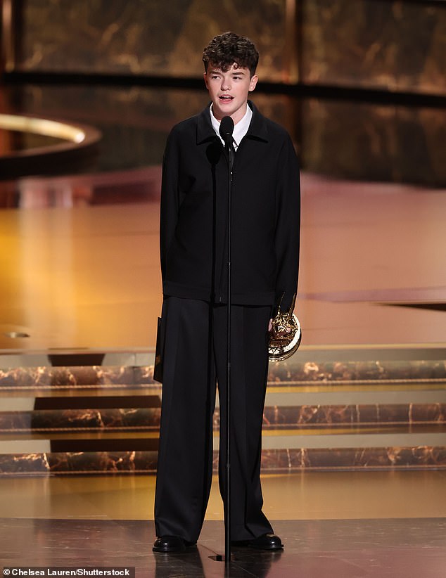 In one of the sweetest moments of the night 15-year-old Owen Cooper triumphed in the Best Supporting Actor in a Limited or Anthology Series or Movie for his work in Adolescence