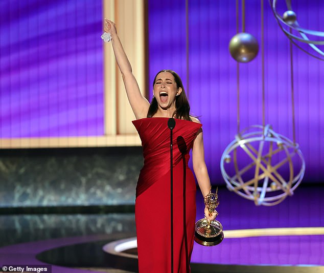 She said: 'It's very hard to make sense of being alive right now in this world so I'm deeply grateful for the bright spots and making this show with our incredible cast and crew, and getting to inhabit this woman was a bright spot for me. Despite it being very grisly. Playing her felt like flying'