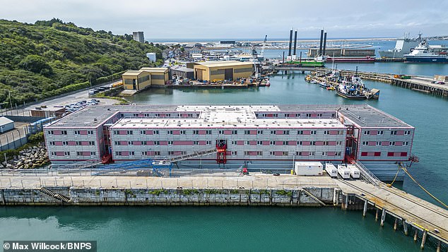 The Bibby Stockholm barge was moored at Portland Port before it was closed last year by Labour
