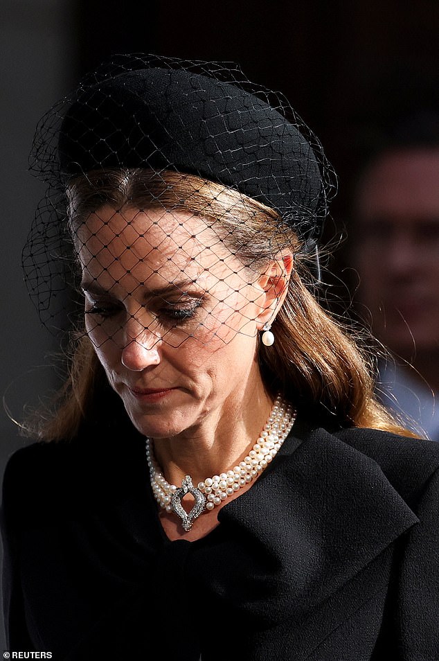 The Princess of Wales after the requiem mass service for the Duchess of Kent today