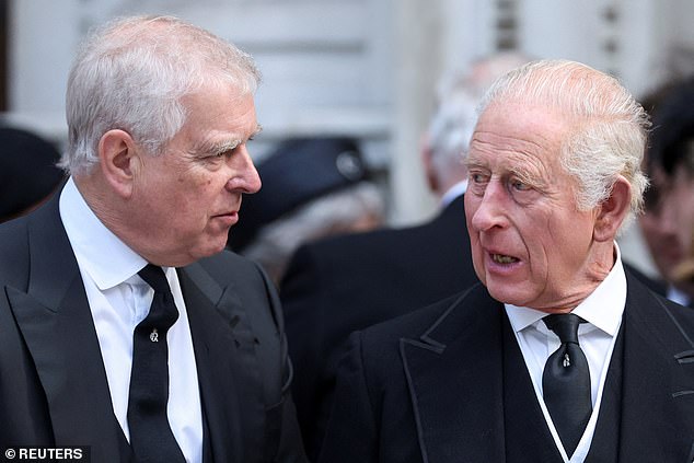 Andrew and Charles following the requiem mass at Westminster Cathedral today