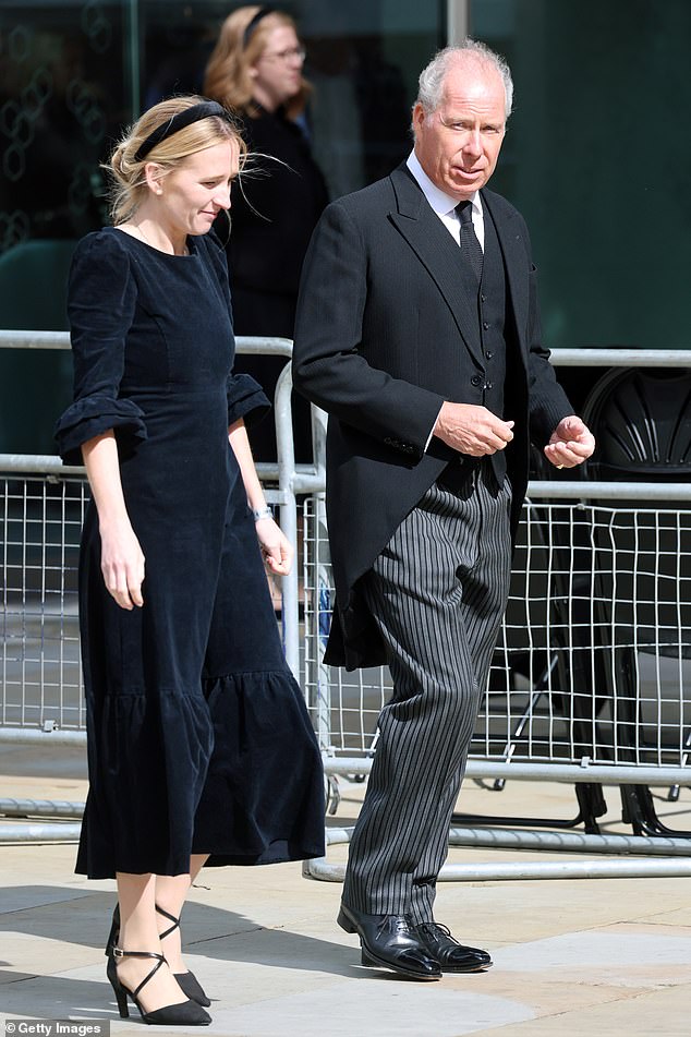David Armstrong-Jones, 2nd Earl of Snowdon attends the funeral service this afternoon