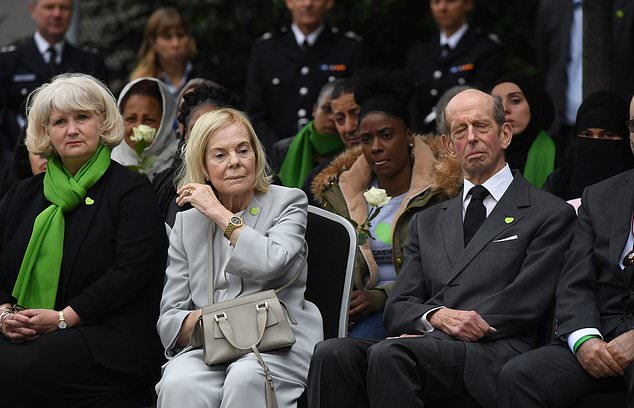 The Duke and Duchess of Kent at Grenfell Tower for the national minute´s silence on the first anniversary of the devastating fire which claimed 72 lives