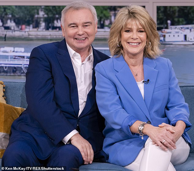 Katie is a marriage counsellor, something that Ruth's friends have been known to joke about, suggesting she could coach him through his own divorce. Pictured: Eamonn and Ruth on This Morning in 2021