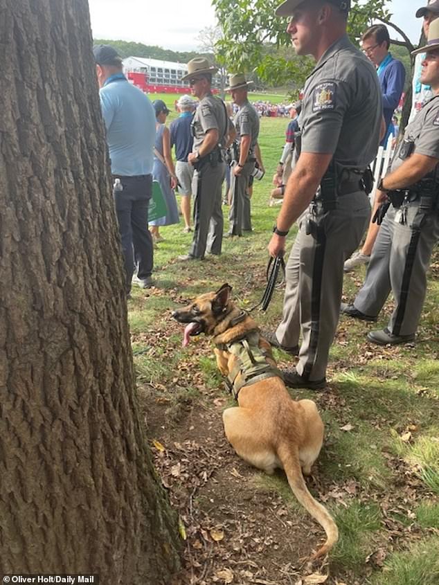 Police even brought dogs with them to help keep peace around the Bethpage course