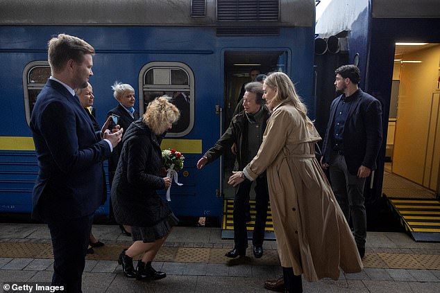 Like her nephew, Prince Harry, Princess Anne arrived by train during her visit in Kyiv -- September 30, 2025
