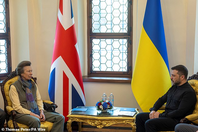 The King's sister travelled to the war-torn country on Tuesday, where she left a toy bear at a children's memorial in a poignant tribute to youngsters killed in the conflict -- September 30, 2025