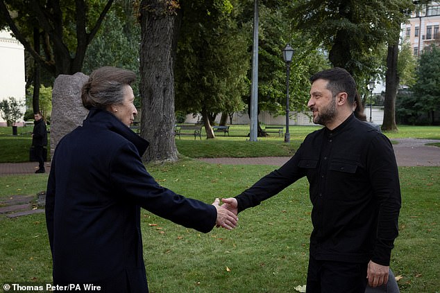 The Princess Royal meets with President Volodymyr Zelenskyy at St Sophia's Cathedral in Kyiv, to discuss the UK's support for Ukraine -- September 30, 2025