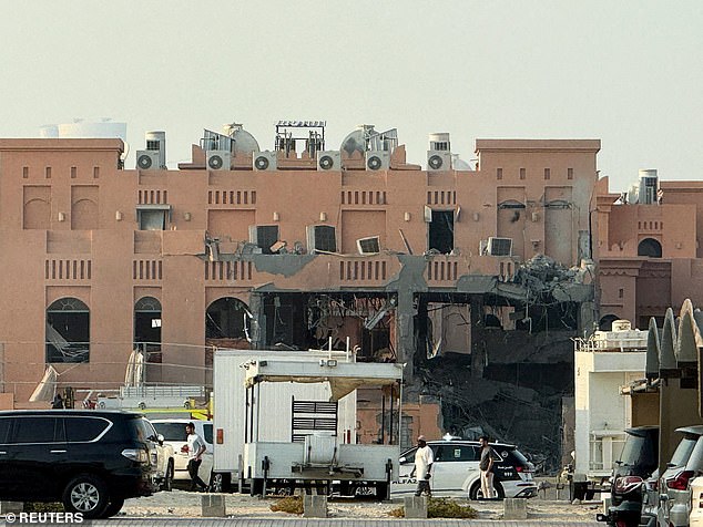A damaged building, following an Israeli attack on Hamas leaders, according to an Israeli official, in Doha, Qatar, on Tuesday