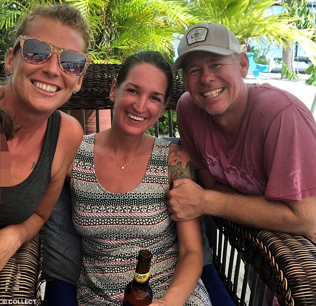 Left to right, Kate Owen, her missing friend Sarm and Sarm’s boyfriend Ryan Bane in the Caribbean