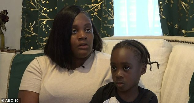 The boy's mother Desarae Prather said she was sent the clip by her son's teacher, and said she was left so outraged she shared it across social media to call out the staff member