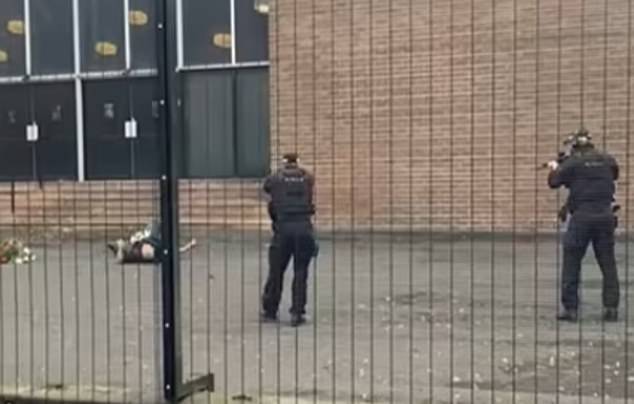 One of the victims killed in a terrorist attack at a synagogue in Manchester was shot by police, it emerged today