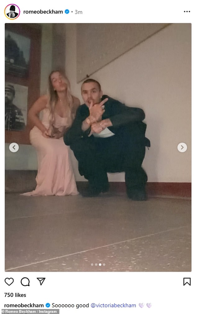 After the show, Romeo posted his own tribute tribute to his mother as he posed with sister Harper for a social media snap