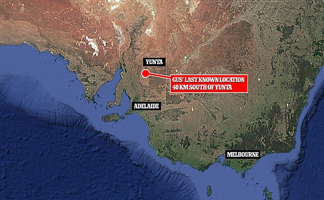 Police don't believe Gus was taken by a third party due to the remote nature of the property (marked on the map above)