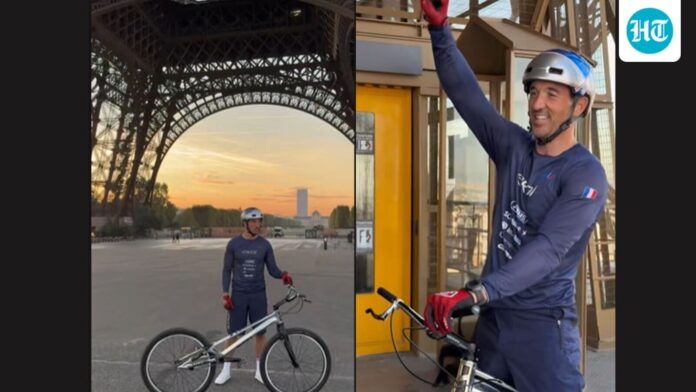 TikTok star Aurelien Fontenoy breaks world record by climbing Eiffel TikTok star Aurelien Fontenoy breaks world record by climbing Eiffel Tower on cycle in 12 minutes