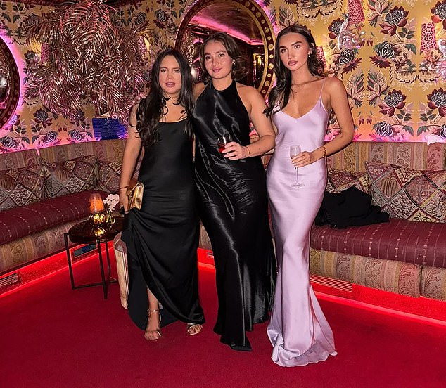 It comes after Victoria's party guests have shared a look inside her lavish afterparty following the London premiere of her Netflix documentary on Wednesday night (pictured Victoria's nieces Quincy, Liberty and Tallulah)