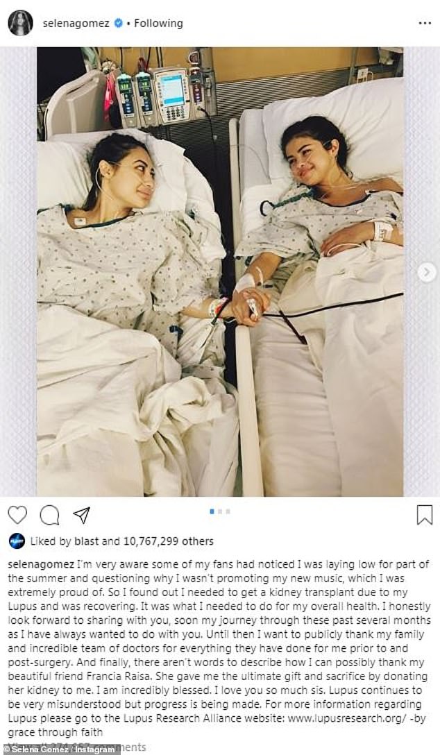 Actress Francia Raisa (left), who donated a kidney to Selena, reportedly did not attend the Wizards of Waverly Place actress' wedding