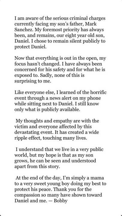 UK-born model Bobby T, whose real name is Erin Campaneris, 44, shares an eight-year-old son named Daniel with the former New York Jets quarterback.(123bobbyt)