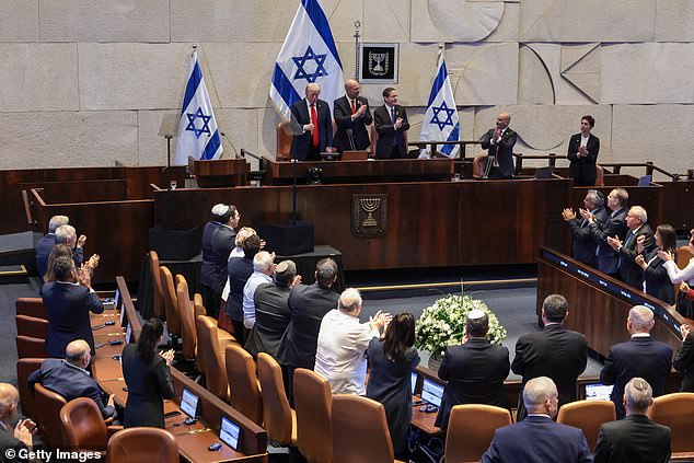 The president received a standing ovation during his address in the Knesset